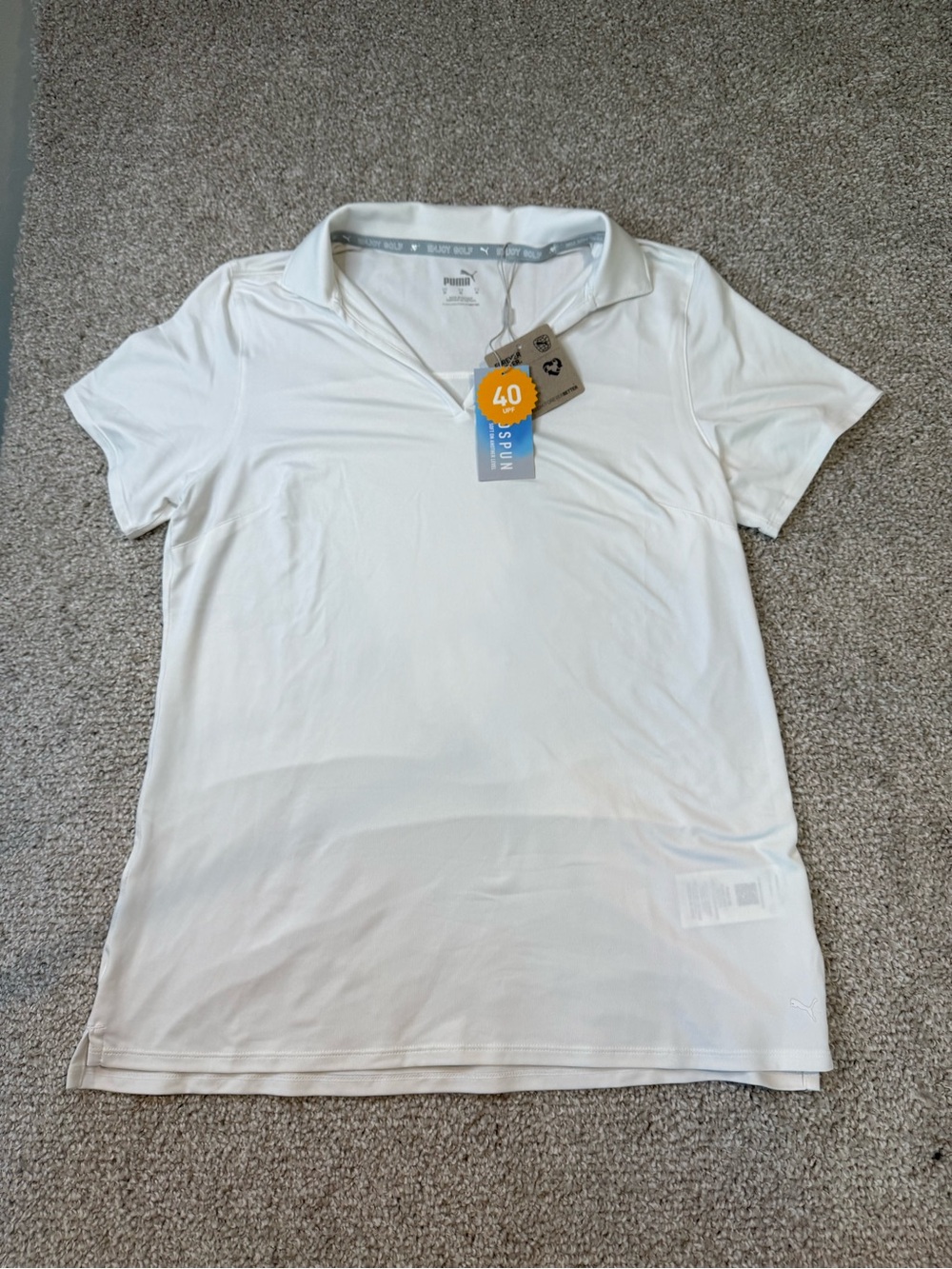 Puma White Women's Short-Sleeve Polo Golf Top- NEW - Size Medium